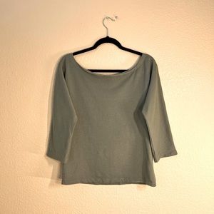 Green wide neck 3/4 sleeve shirt by Synergy Organic Clothing